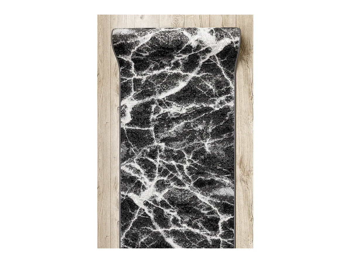 TAPIS DE COULOIR BCF MORAD Marmur Marbre anthracite / noir 80x1100 cm