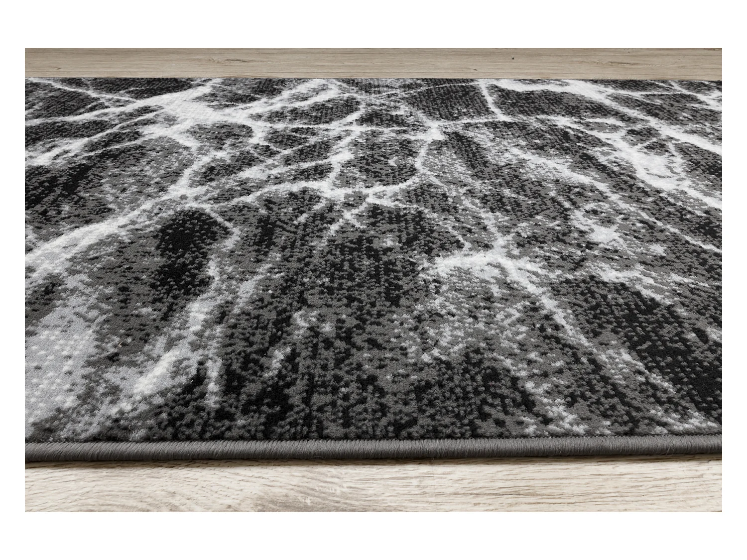 TAPIS DE COULOIR BCF MORAD Marmur Marbre anthracite / noir 80x820 cm