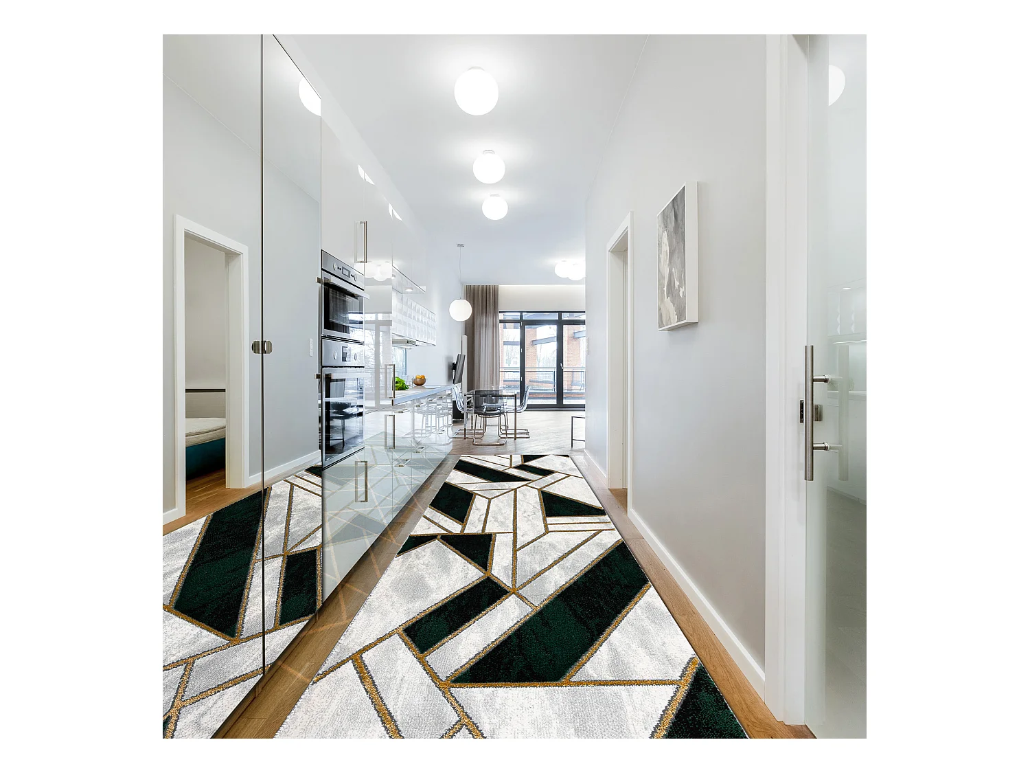 Chodnik EMERALD ekskluzywny 1015 glamour, stylowy marmur, geometryczny 70x870 cm