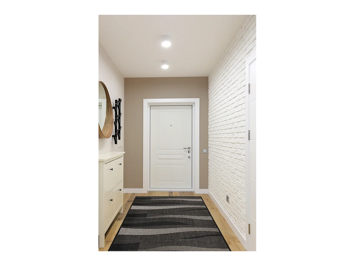 Alfombra de pasillo SIZAL FLOORLUX modelo 20212 negro/plateado 70x410 cm