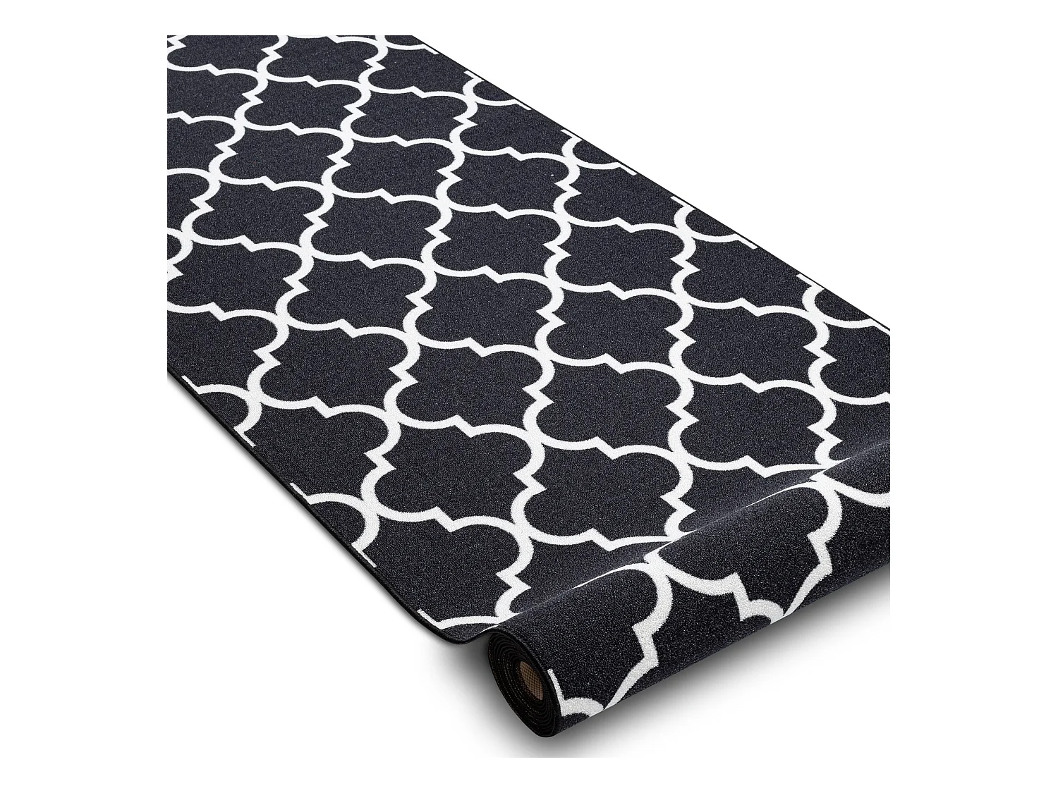 TAPIS DE COULOIR ANTIDÉRAPANT TRÈFLE MAROCAIN noir TRELLIS 30350 67x340 cm