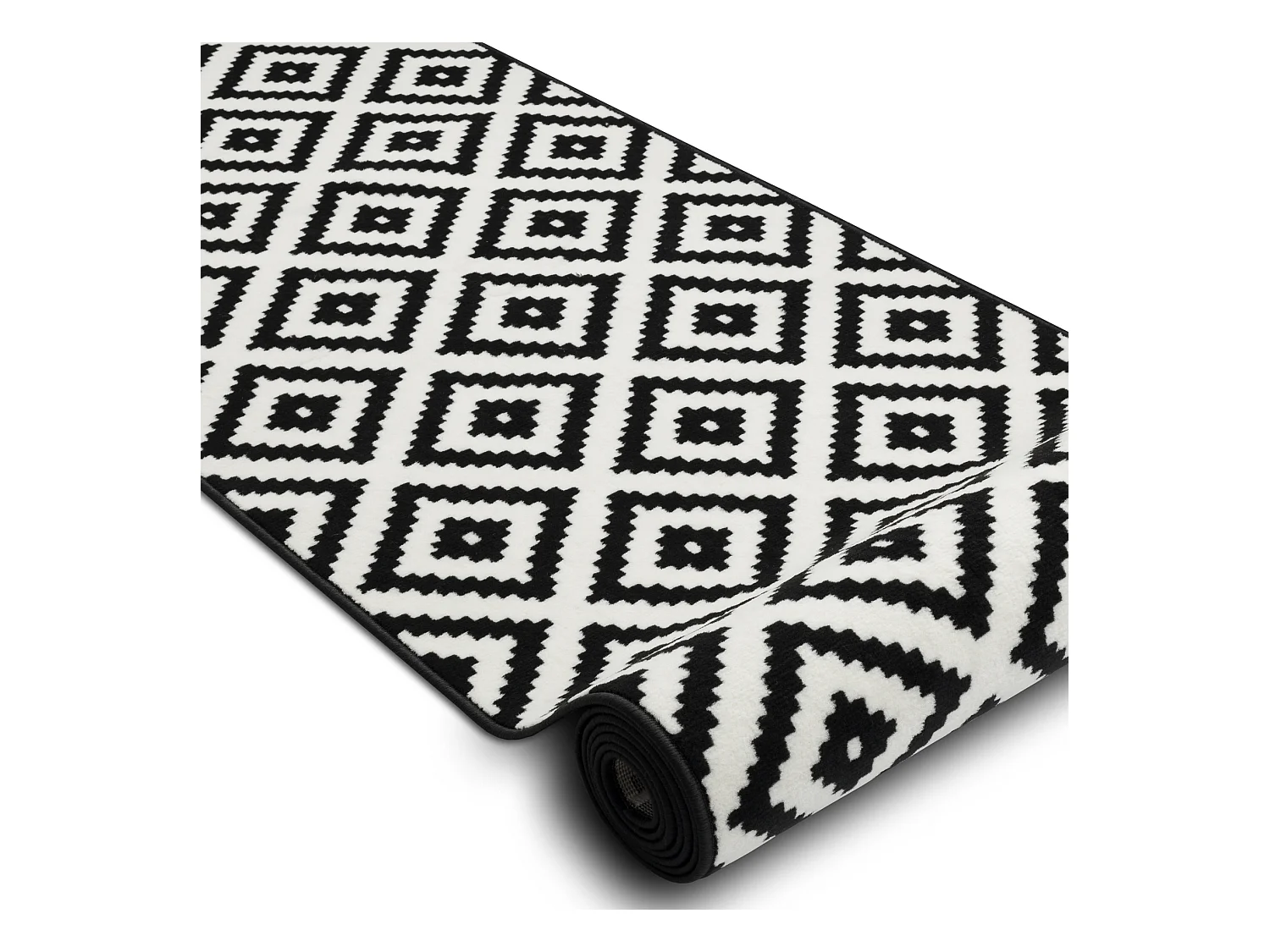 Vloerbekleding BCF MORAD Ruta diamanten zwart / room 80x930 cm