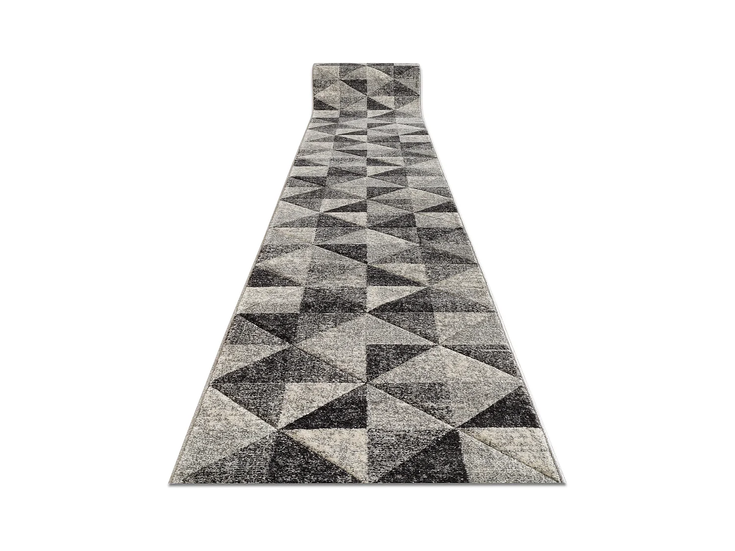 Passatoia FEEL 5672/16811 TRIANGOLI grigio / anthracite / crema 100x340 cm