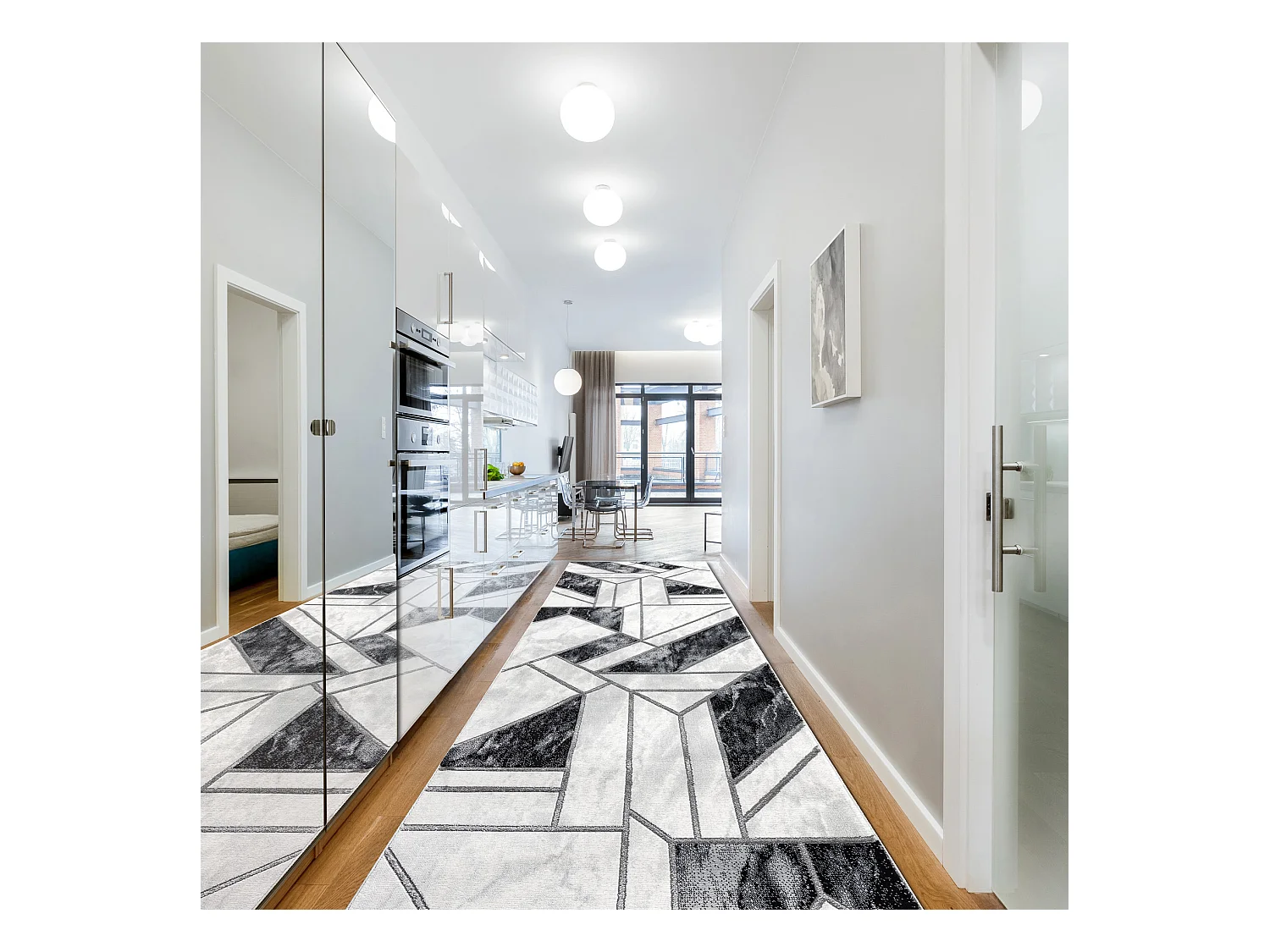 Alfombra de pasillo EMERALD exclusivo 81953 glamour, elegante geométr 80x1150 cm