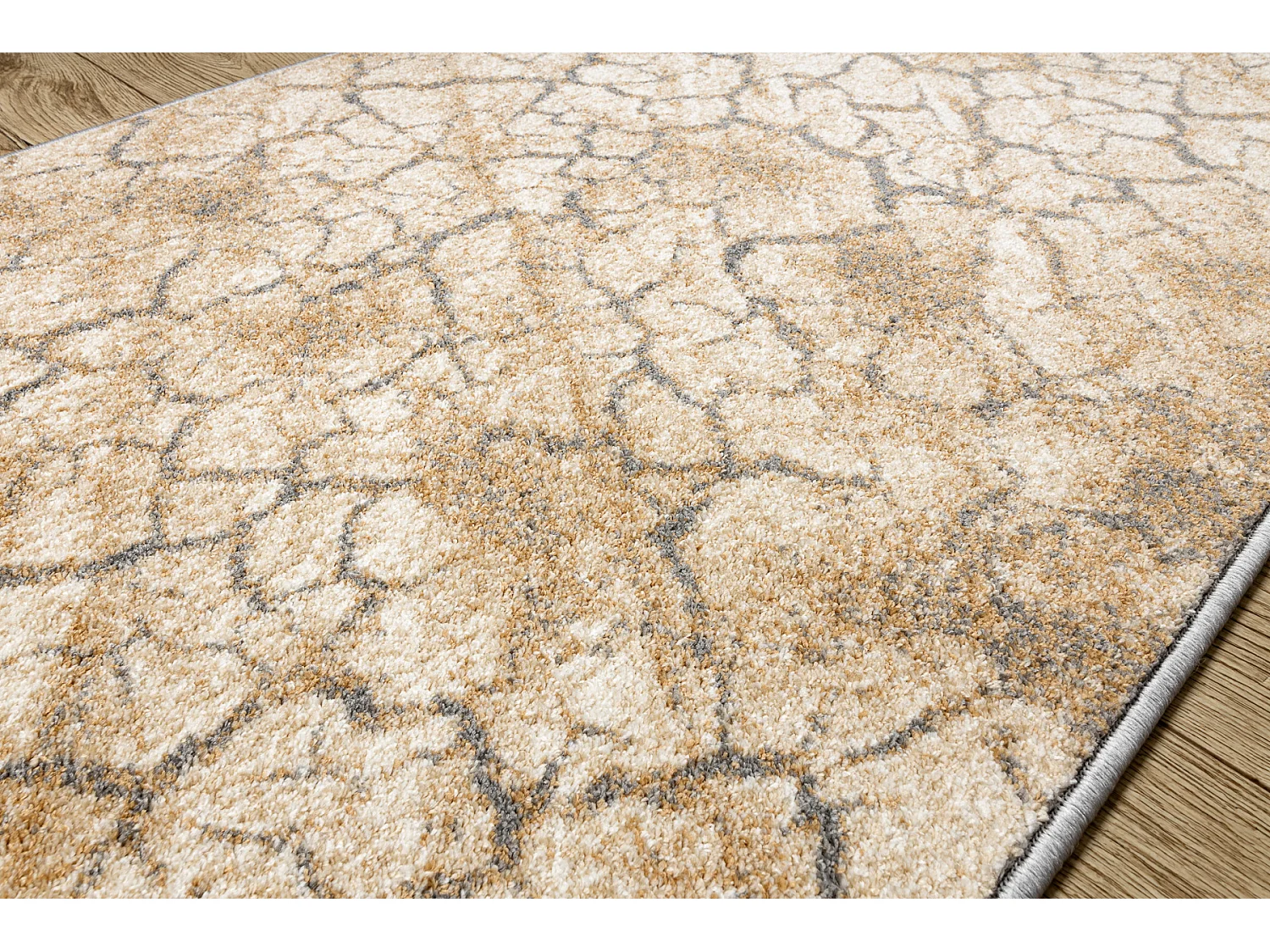 Tapis de couloir KARMEL Terra sol fissuré caramel gris 100x340 cm