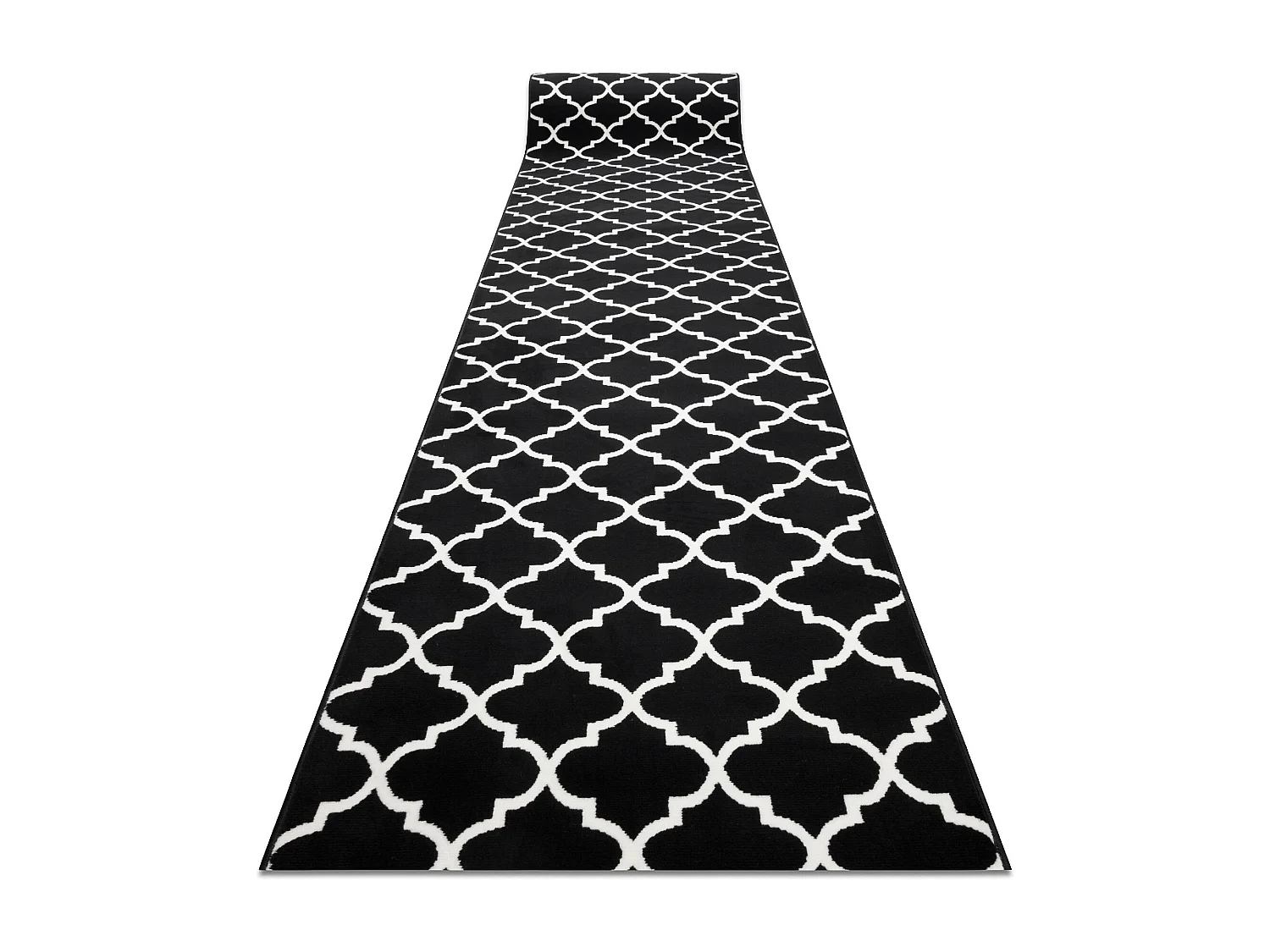 TAPIS DE COULOIR BCF MORAD Trelis Treillis marocain noir / crème 60x980 cm