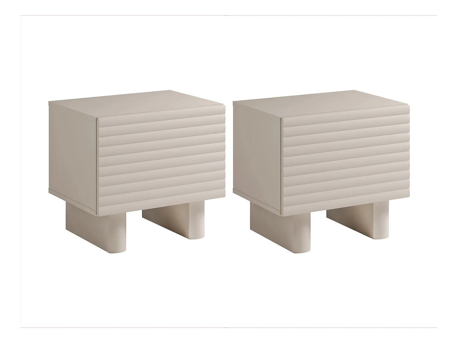 Sæt med Sæt med 2 sengeborde med 1 låge - MDF - Beige - LUDIMA