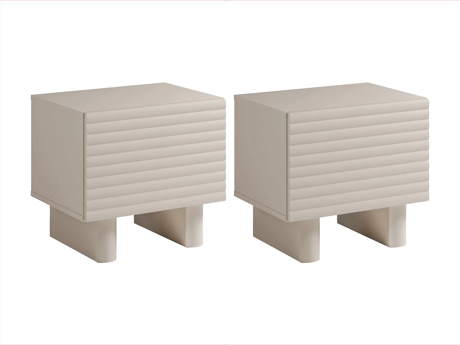 Conjunto de 2 mesas de cabeceira 1 porta MDF bege - LUDIMA