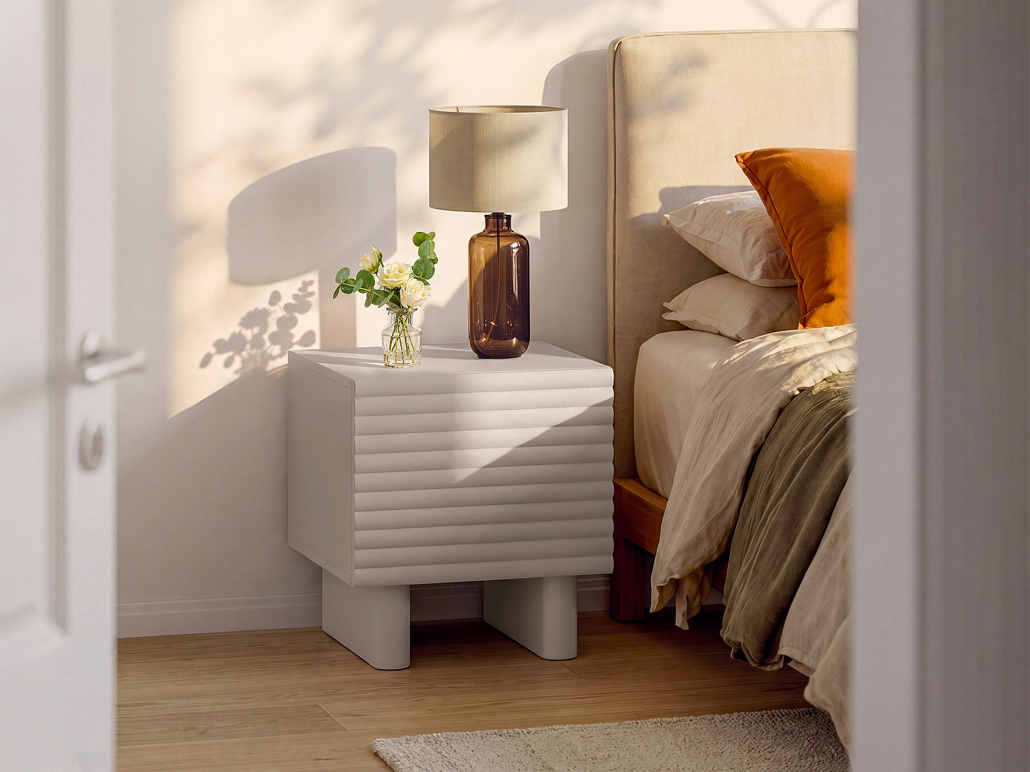 Vente-unique 2er-Set Nachttische Mit 1 Tür - Mdf - Beige - Ludima