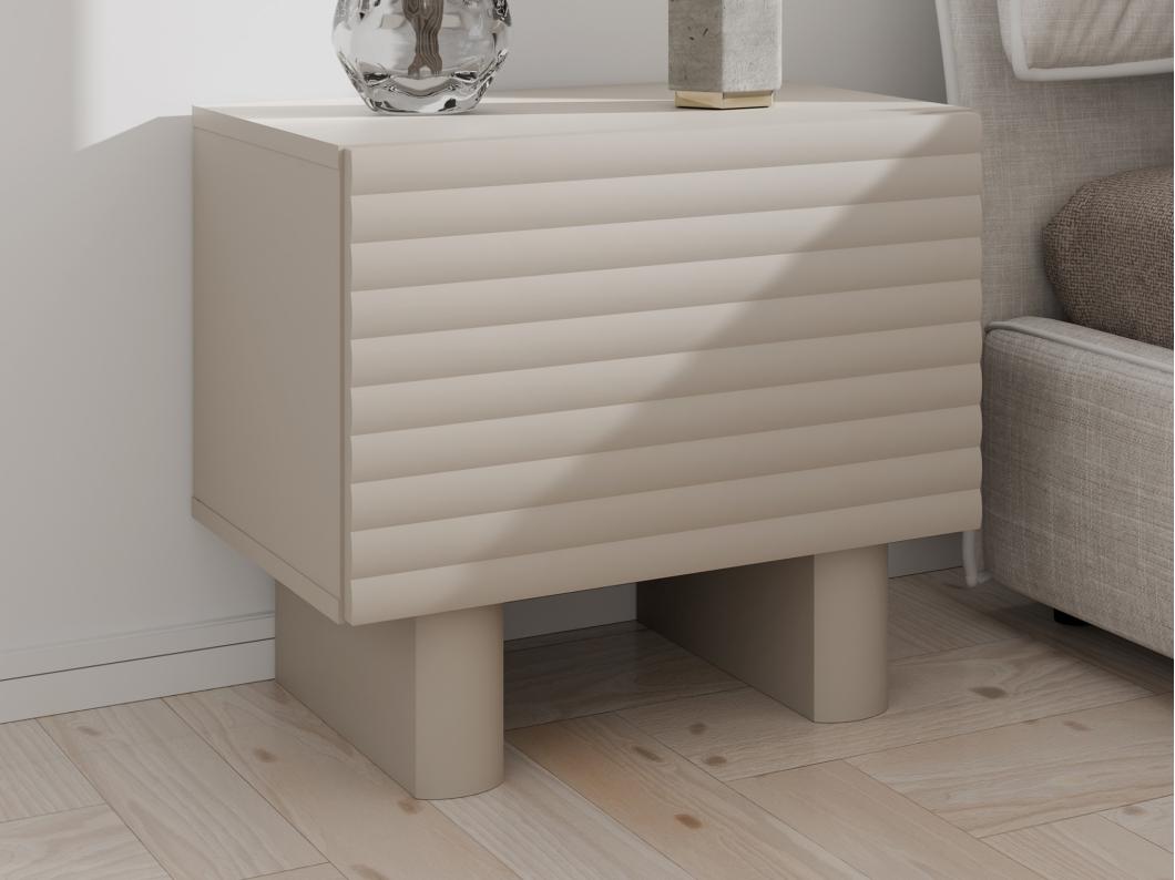Lot de 2 tables de chevet 1 porte - MDF - Beige - LUDIMA