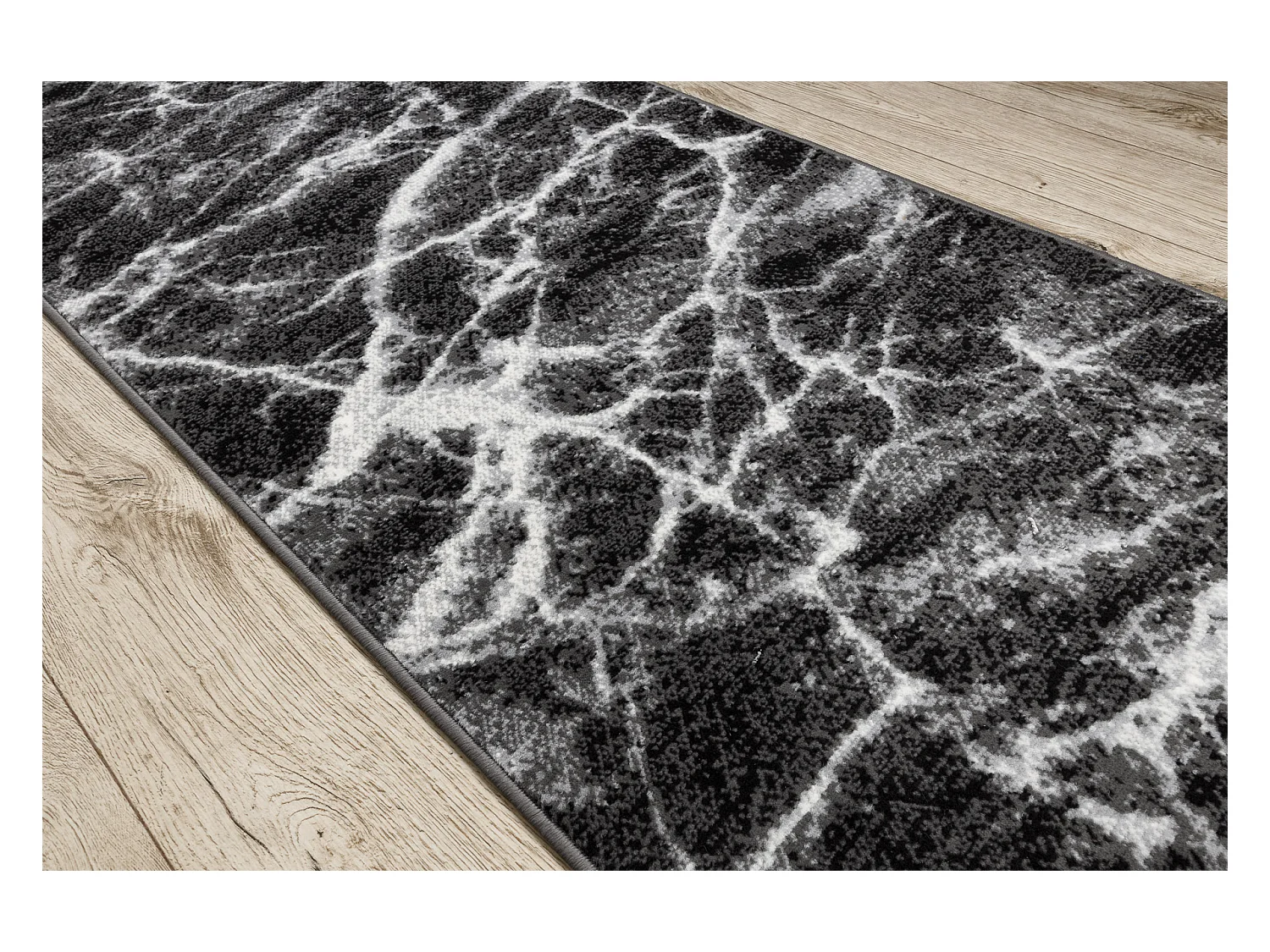 TAPIS DE COULOIR BCF MORAD Marmur Marbre anthracite / noir 80x960 cm