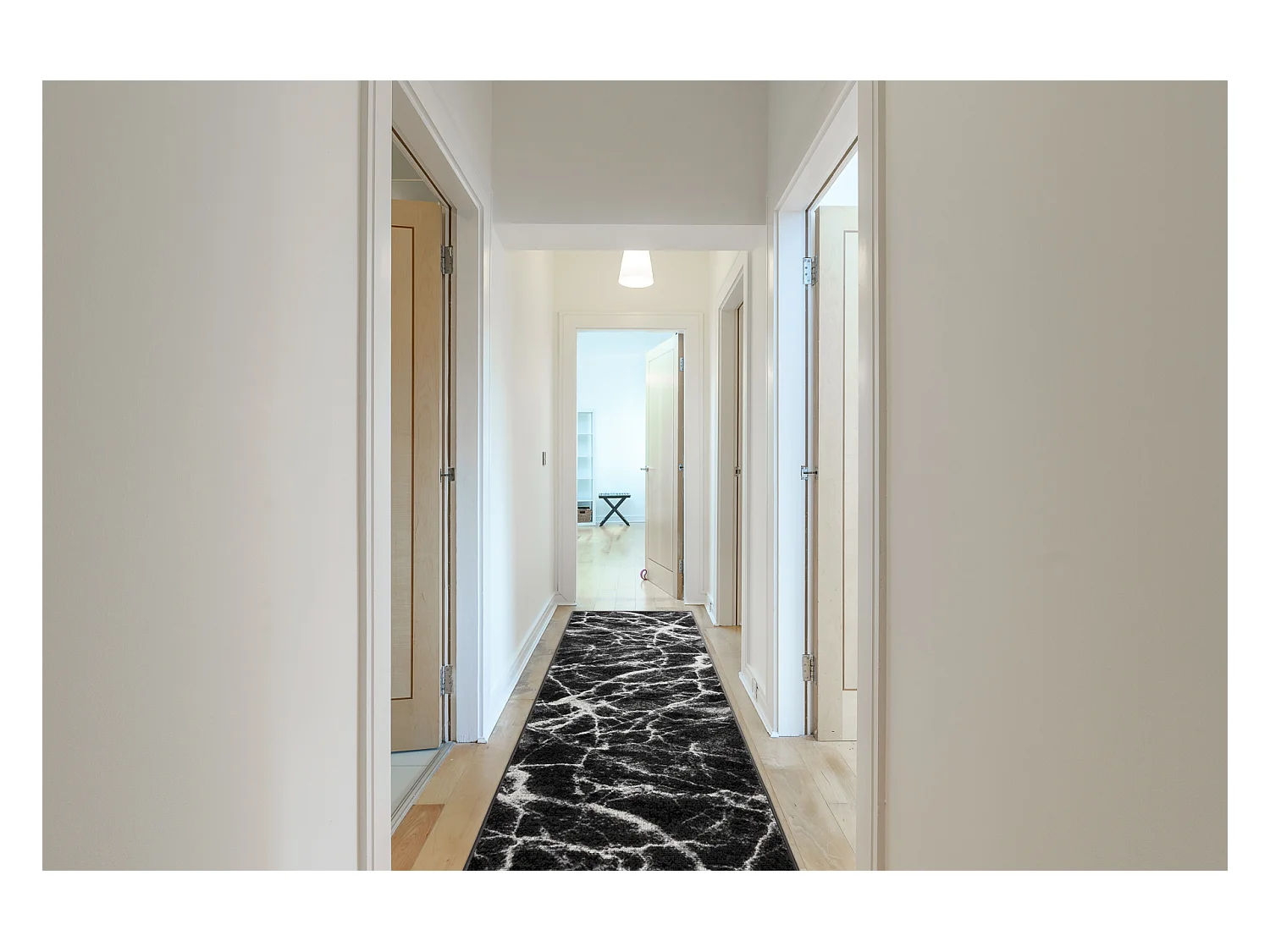 TAPIS DE COULOIR BCF MORAD Marmur Marbre anthracite / noir 80x950 cm