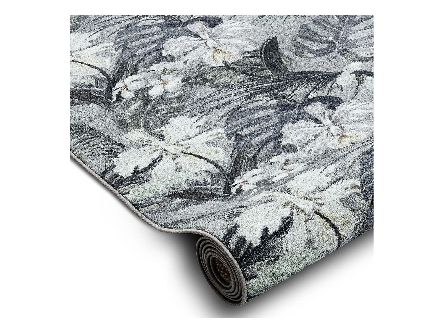 Läufer Antirutsch MONSTERA Laub, Gummi grau 80x1350 cm