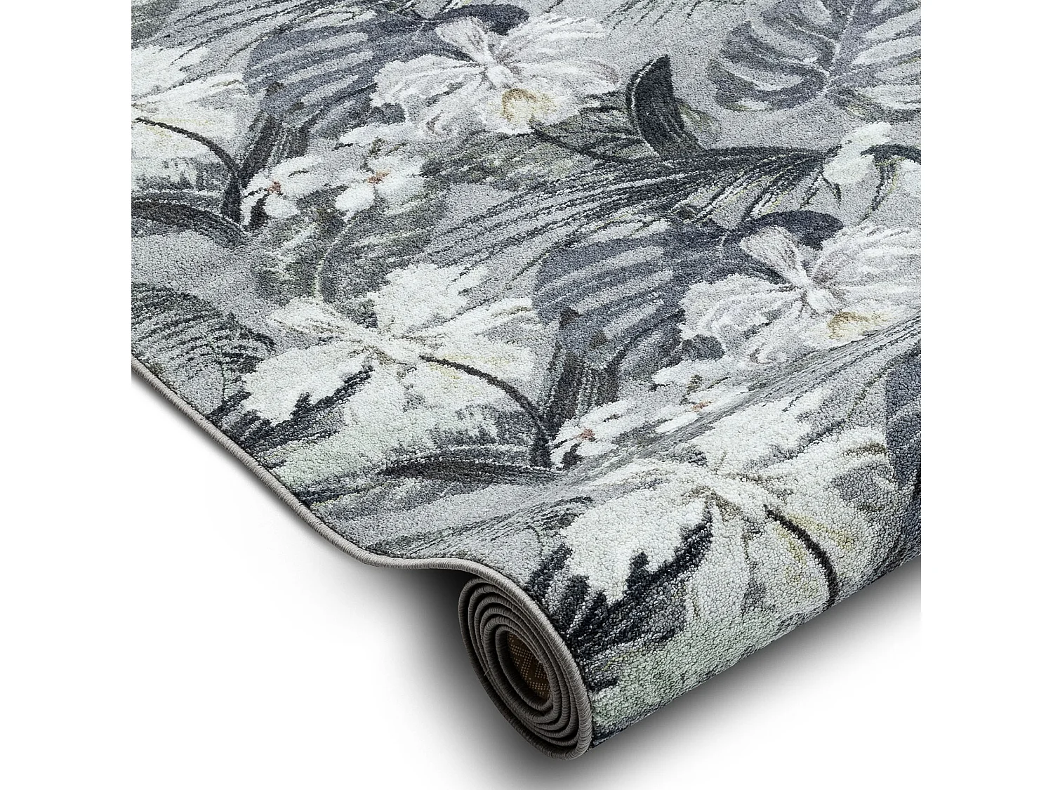 TAPIS DE COULOIR antidérapant MONSTERA Feuilles la gomme gris 100x730 cm