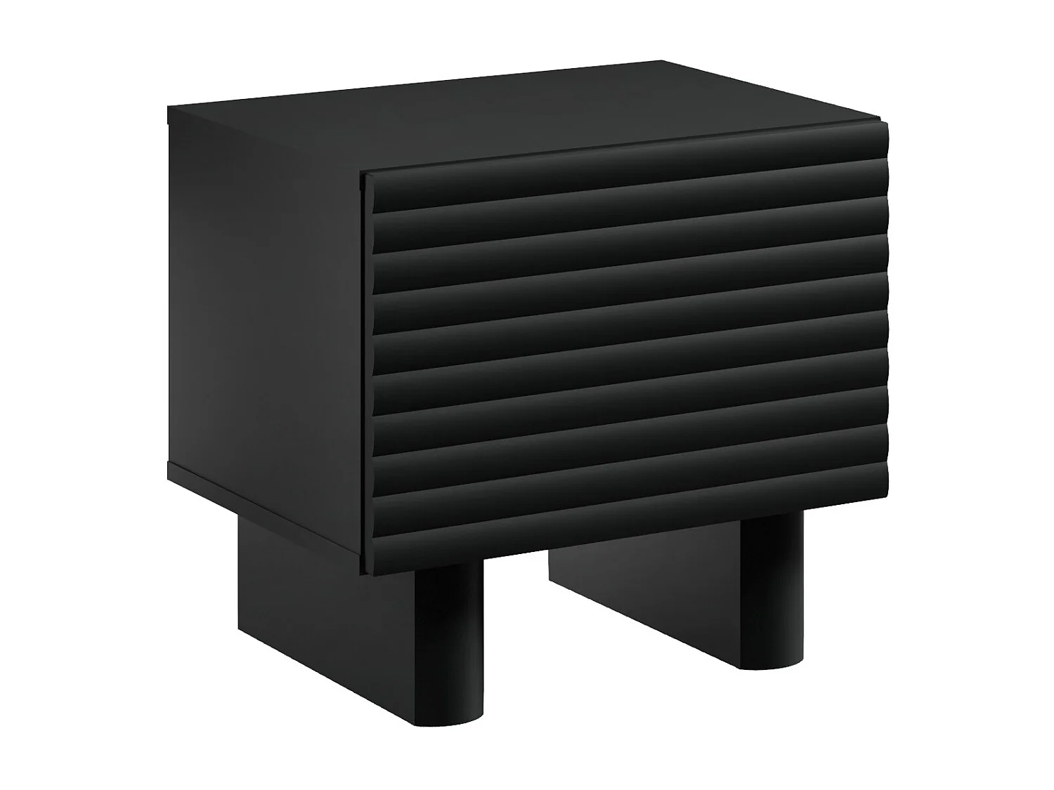 Lot de 2 tables de chevet 1 porte - MDF - Noir - LUDIMA