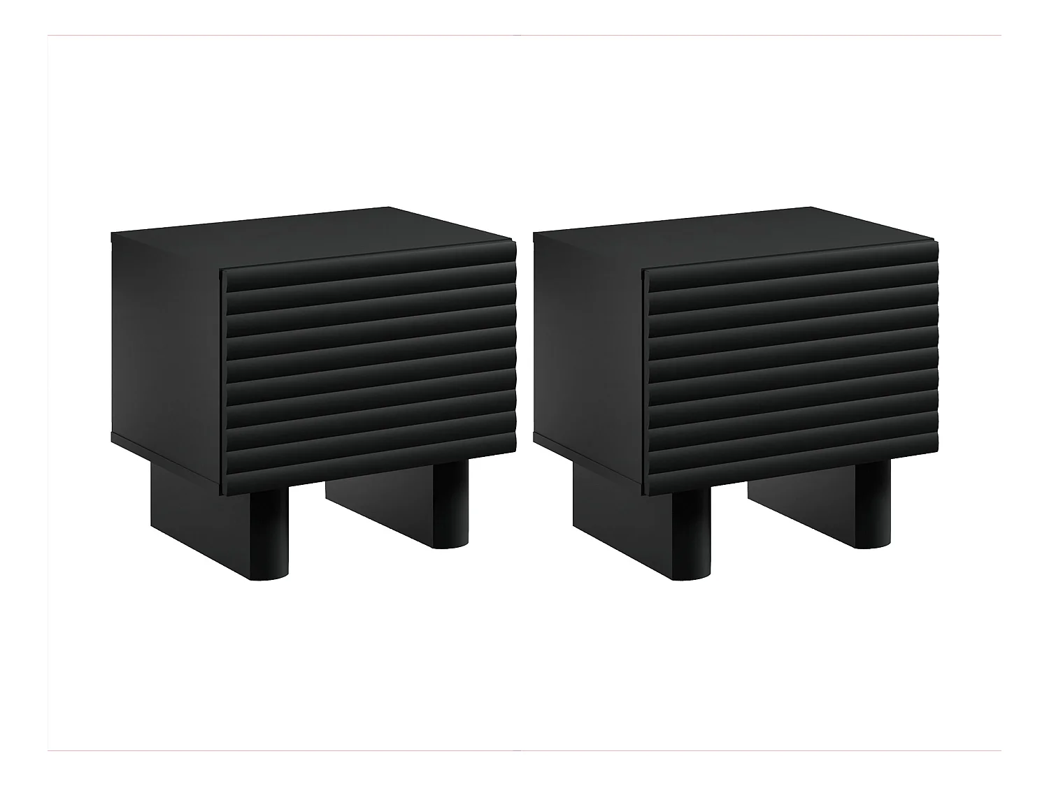 Juego de 2 mesitas de noche con 1 puerta - MDF - Negro - LUDIMA