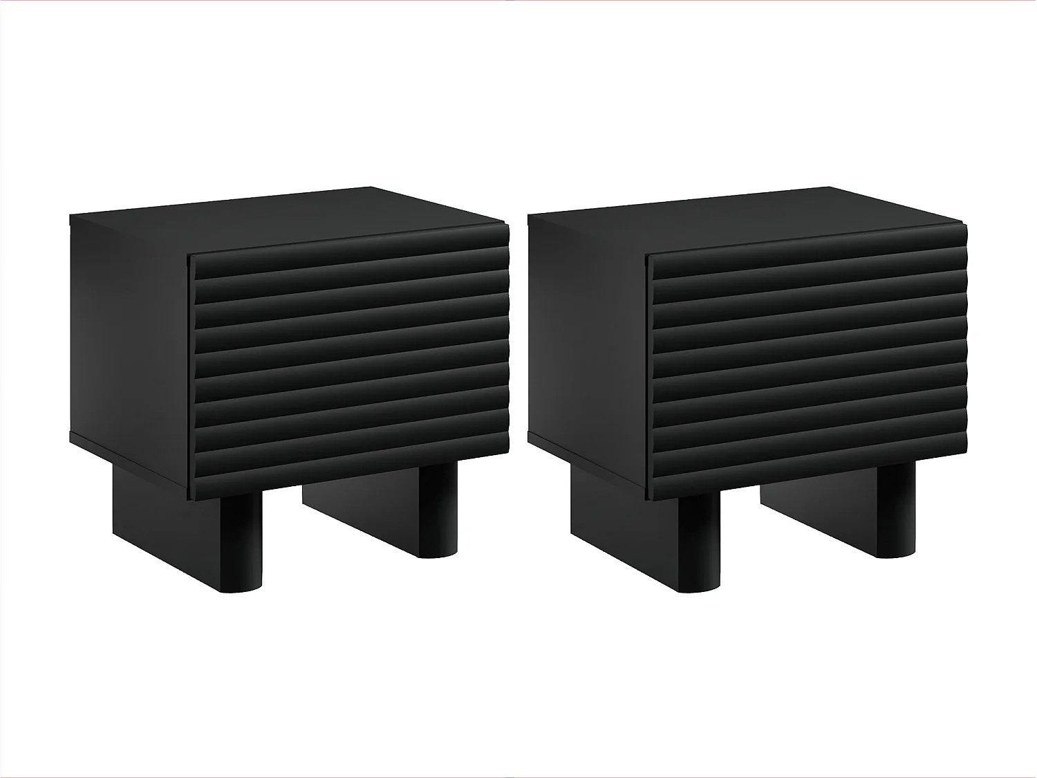 Conjunto de 2 mesas de cabeceira 1 porta MDF preto - LUDIMA