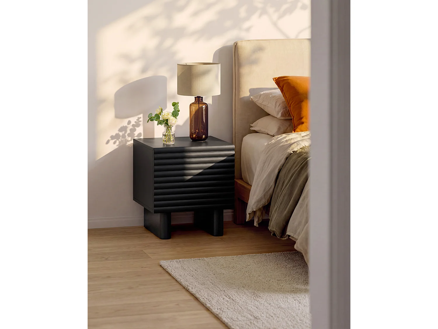 Lot de 2 tables de chevet 1 porte - MDF - Noir - LUDIMA