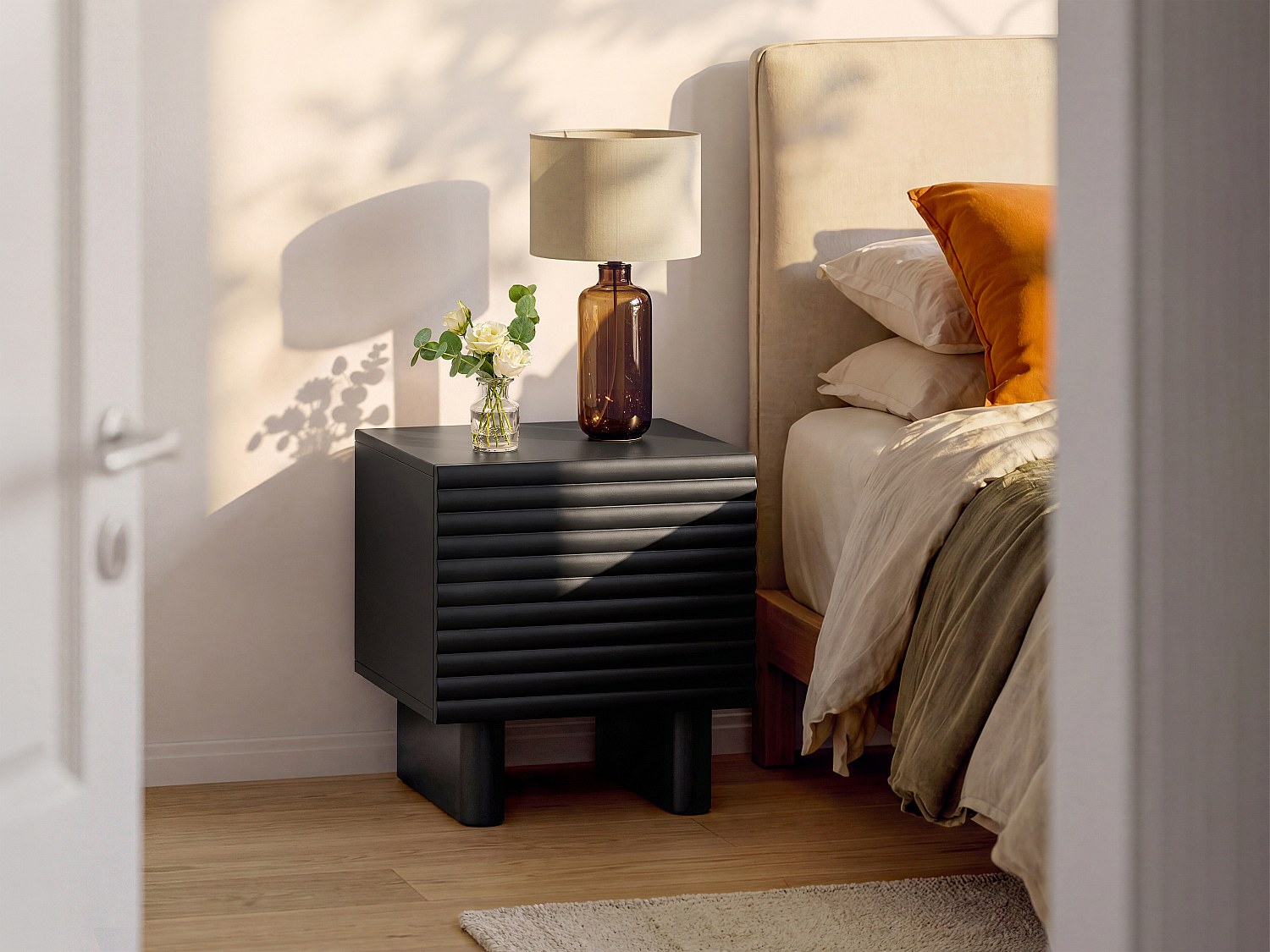 Vente-unique 2er-Set Nachttische Mit 1 Tür - Mdf - Schwarz - Ludima