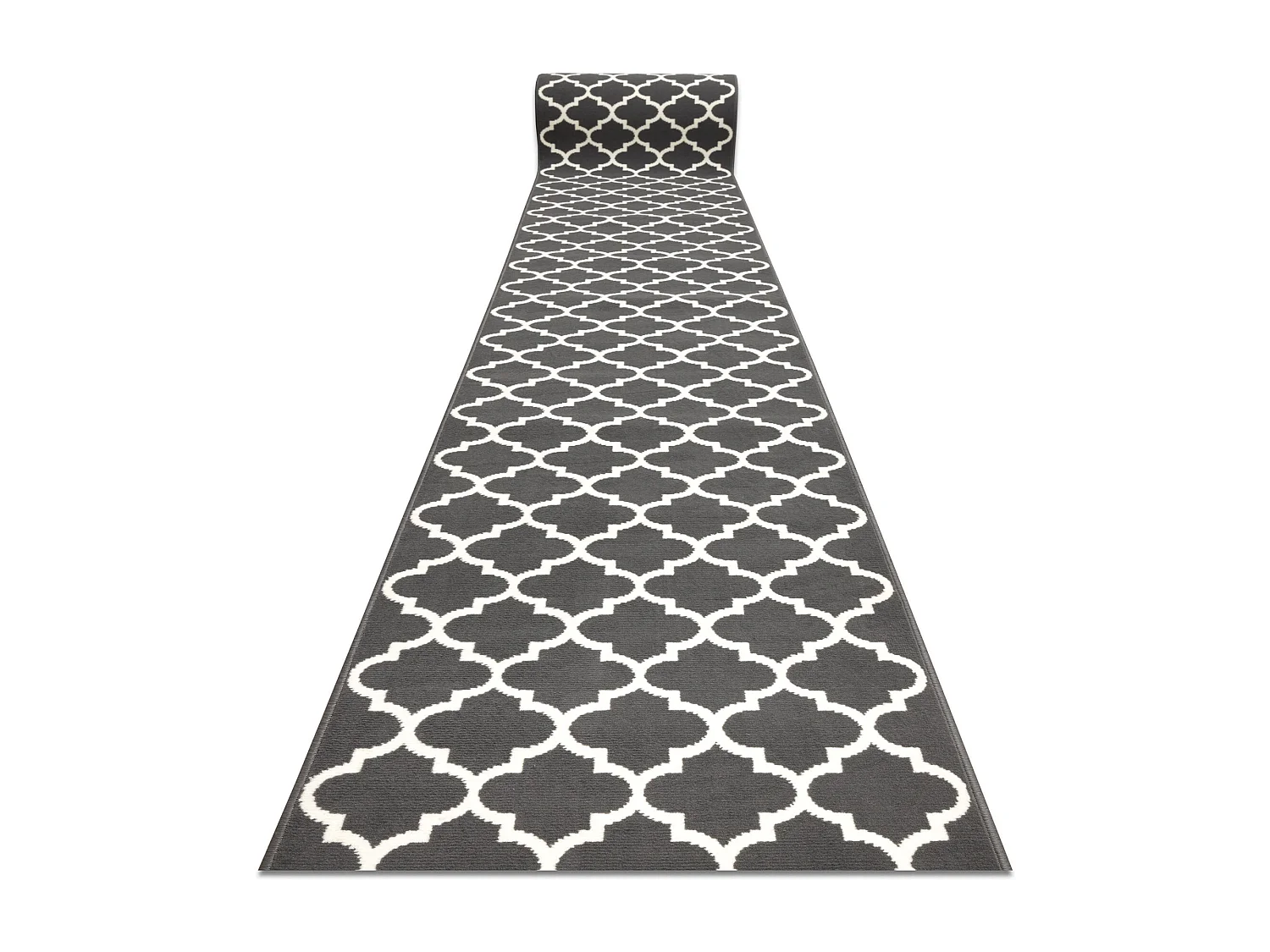 TAPIS DE COULOIR BCF MORAD Trelis Treillis marocain gris / crème 80x1200 cm