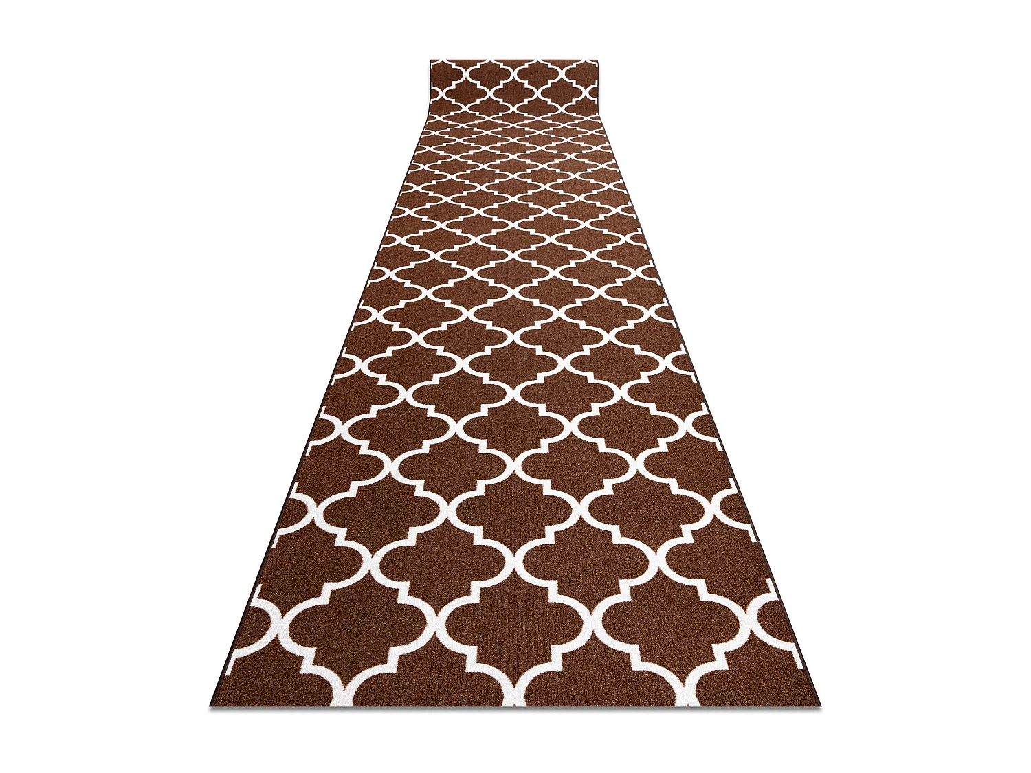 TAPIS DE COULOIR ANTIDÉRAPANT TRÈFLE MAROCAIN marron TRELLIS 30351 80x1400 cm