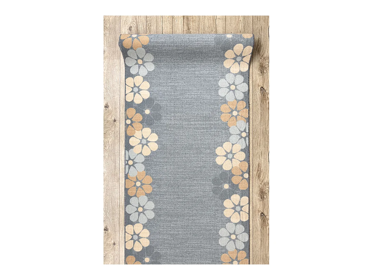 Passadeira antiderrapante CUBE Flor, a goma cinzento 100x260 cm