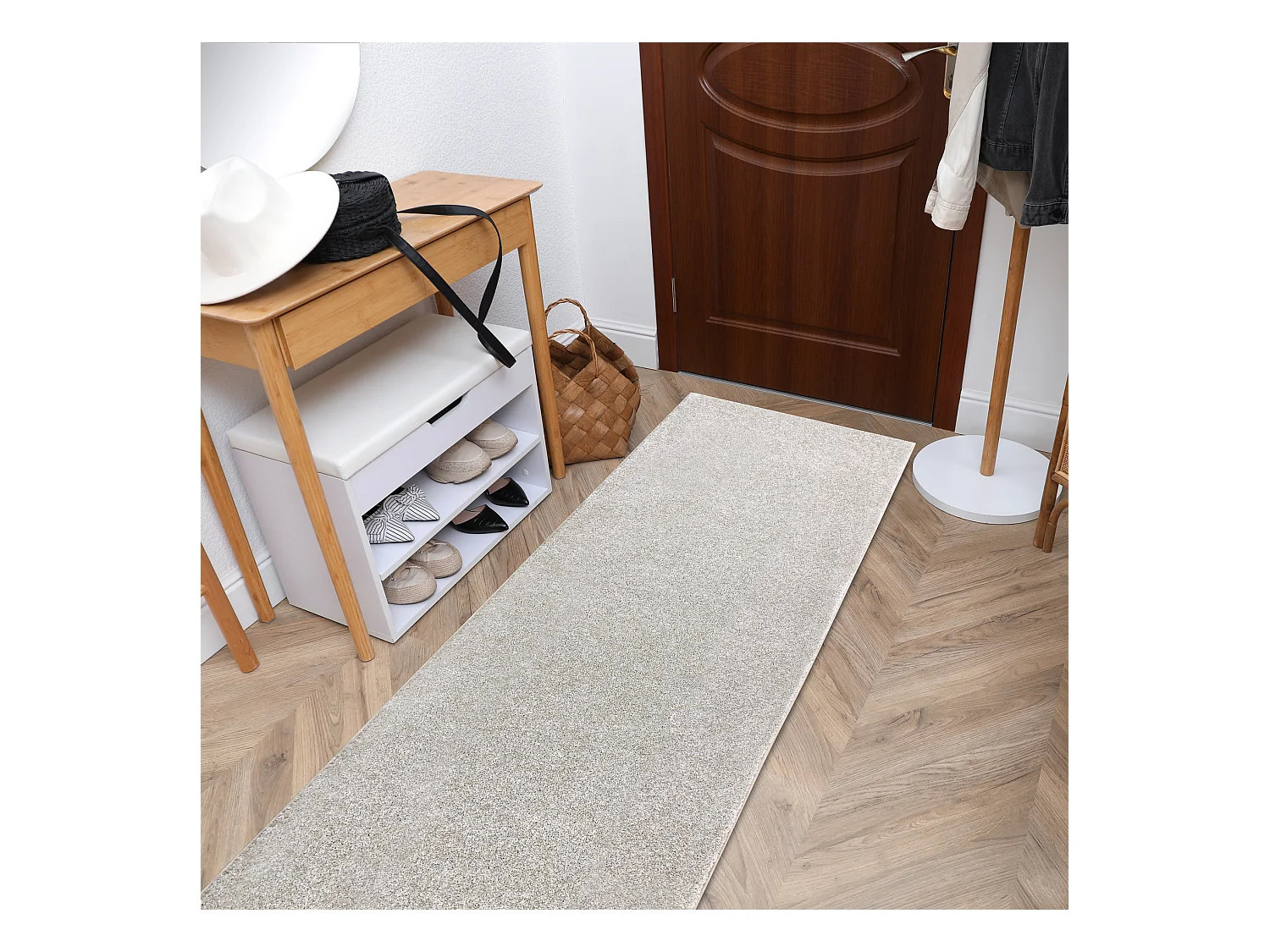 Vloerbedekking SANTA FE crème 03, glad, uniform, enkele kleur 70x400 cm