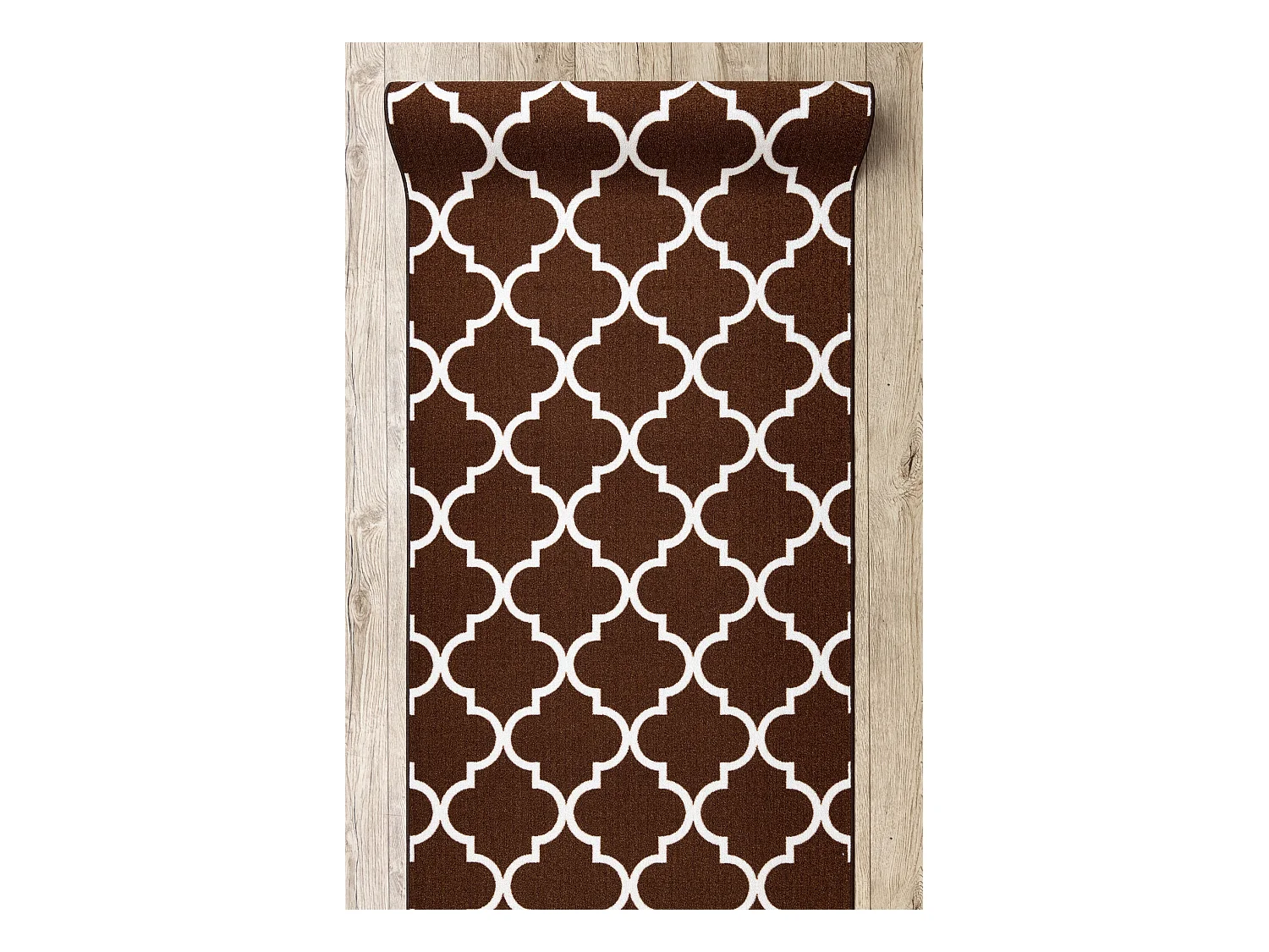 TAPIS DE COULOIR ANTIDÉRAPANT TRÈFLE MAROCAIN marron TRELLIS 30351 110x240 cm
