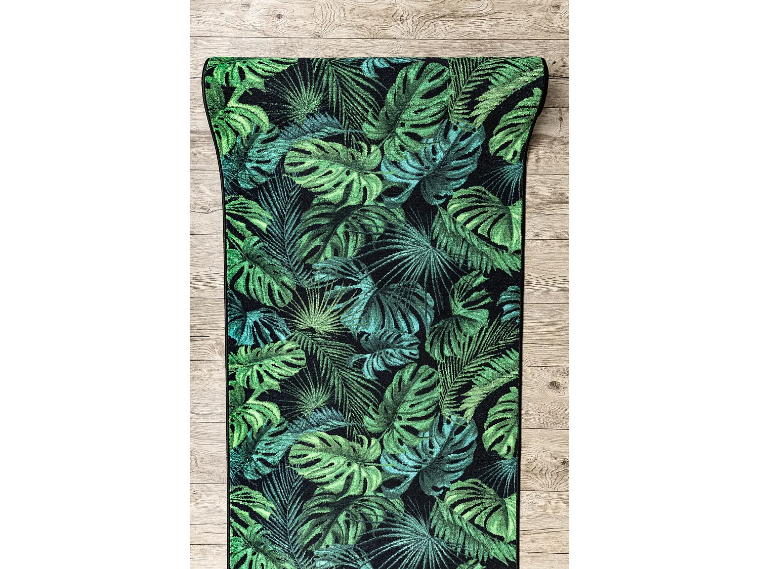CHODNIK podgumowany MONSTERA Liście guma zielony 100 cm 100x680 cm