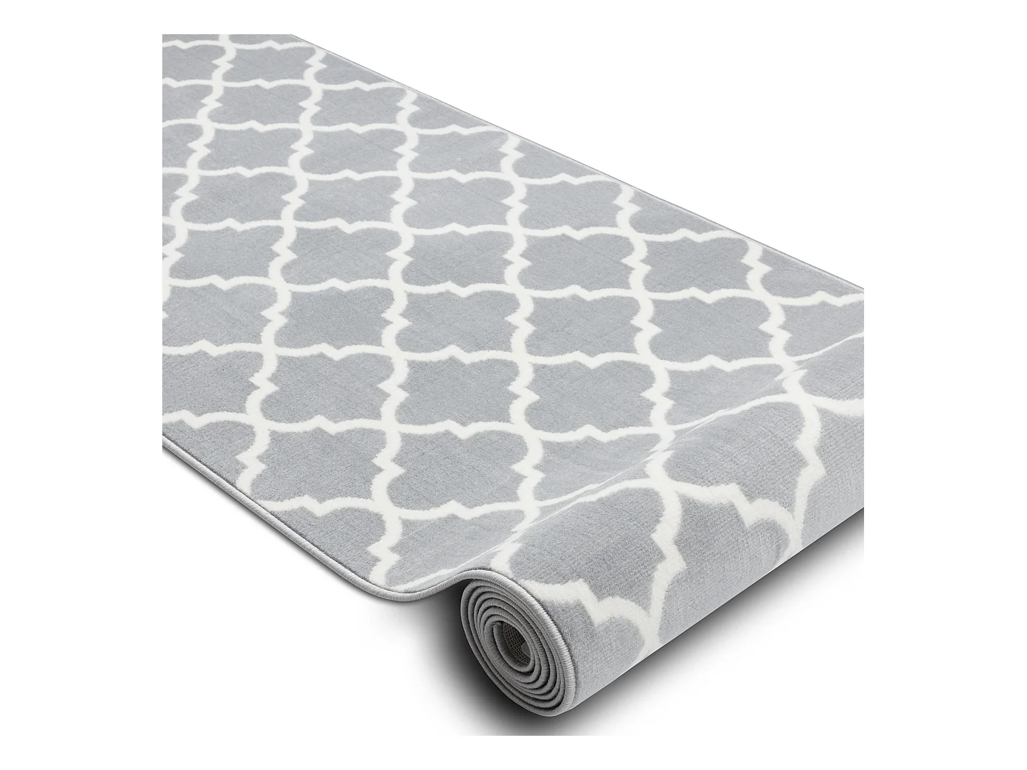 TAPIS DE COULOIR BCF MORAD Trelis Treillis marocain gris / crème 70x880 cm