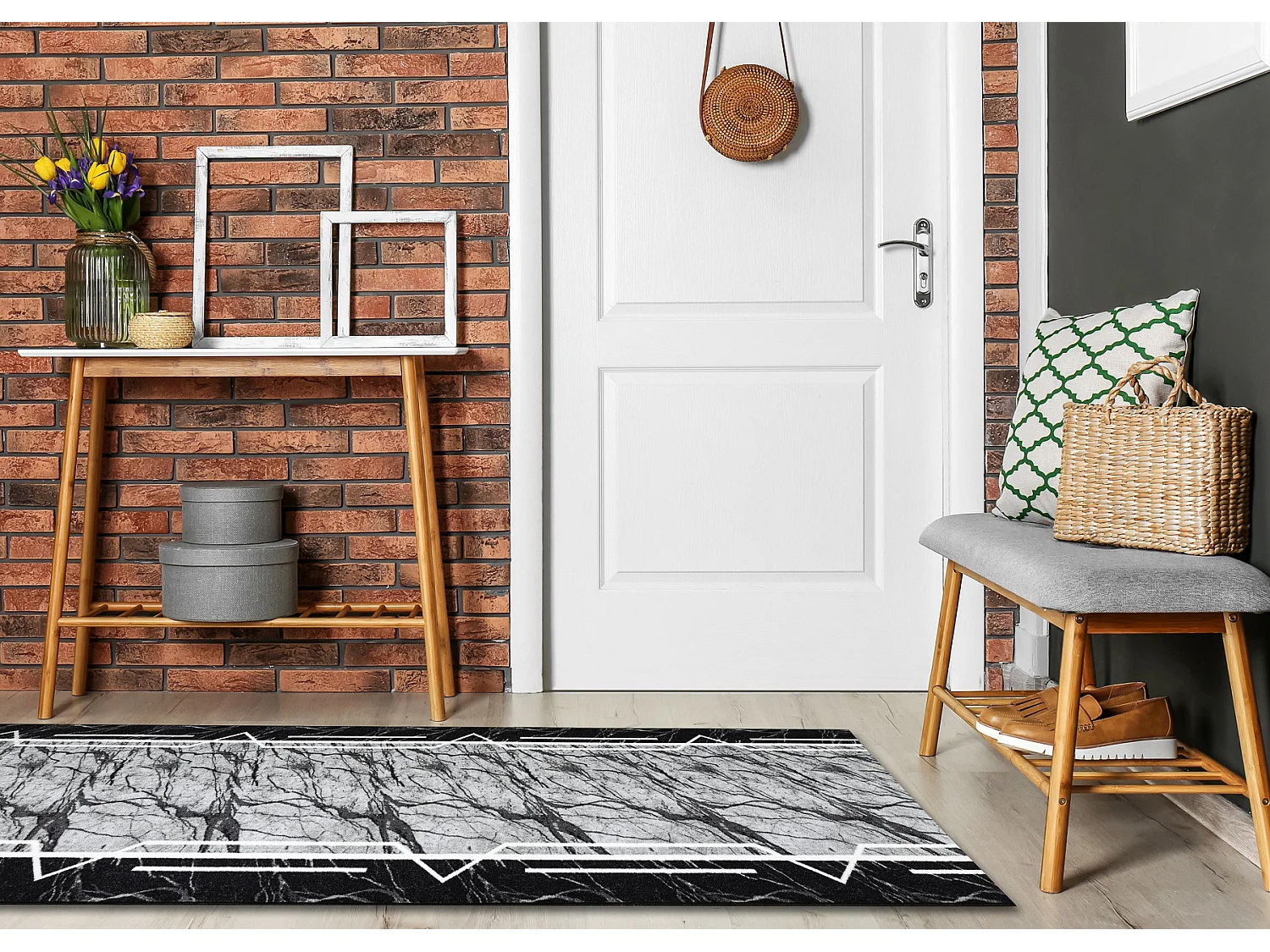 TAPIS DE COULOIR antidérapant MARMUR Marbre, calcul gris 67x260 cm