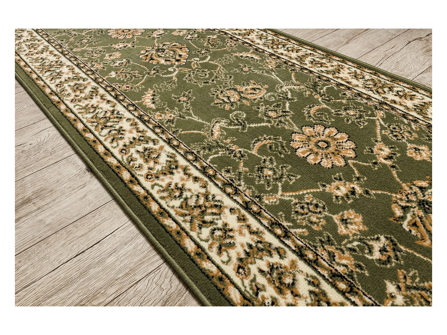 TAPIS DE COULOIR BCF MORAD Klasyk classique olive verte 70x1100 cm