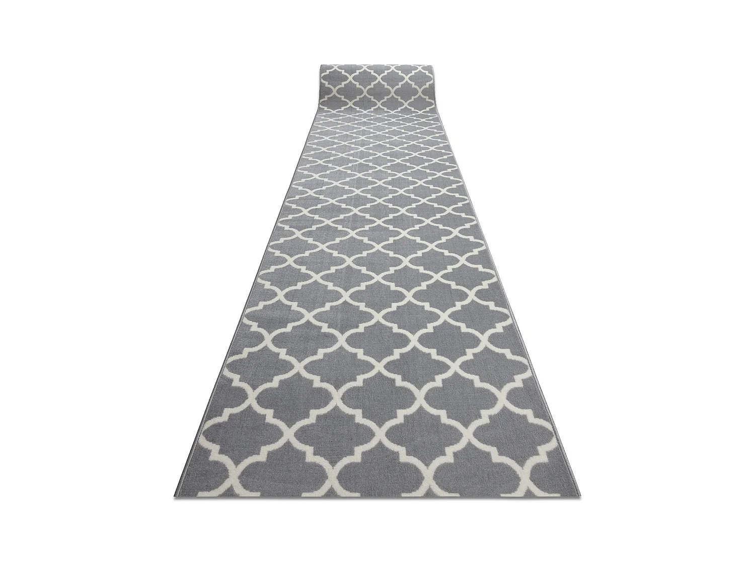 TAPIS DE COULOIR BCF MORAD Trelis Treillis marocain gris / crème 70x1350 cm
