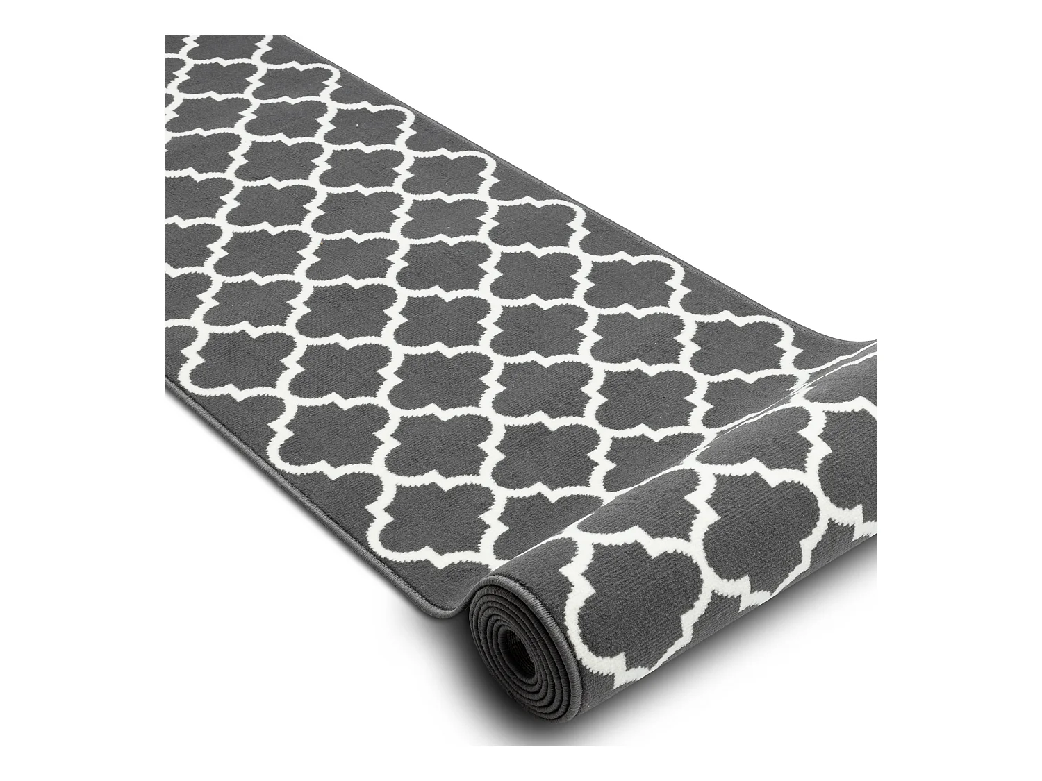 TAPIS DE COULOIR BCF MORAD Trelis Treillis marocain gris / crème 90x790 cm