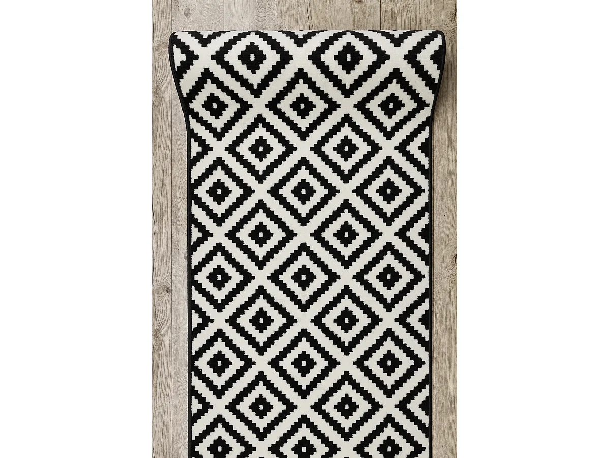 PASSATOIA BCF MORAD Ruta diamanti nero / crema 90x860 cm