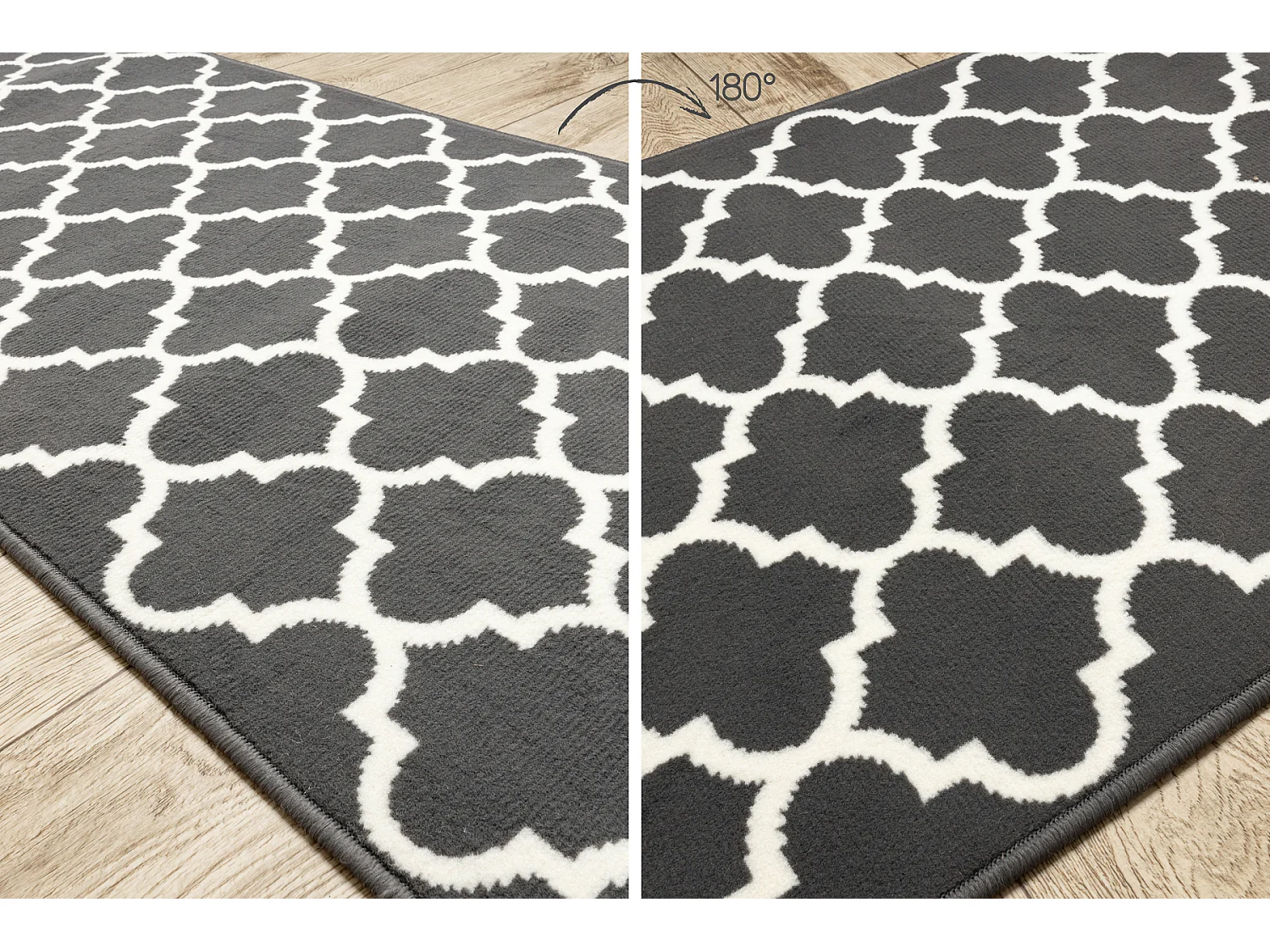 TAPIS DE COULOIR BCF MORAD Trelis Treillis marocain gris / crème 80x680 cm