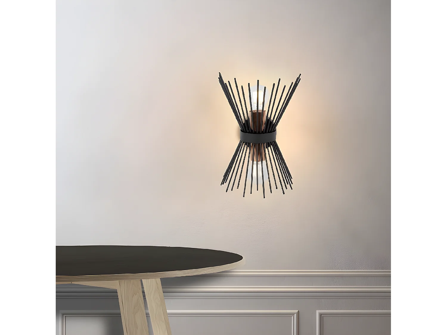 Applique Murale Brush - Noir, Cuivre - 22 x 32 x 15 cm