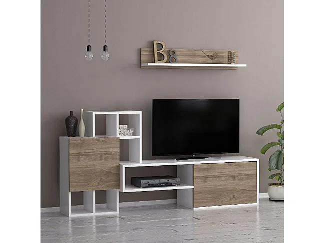 Parete attrezzata Rinaldo 160 colore bianco frontali noce