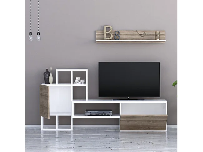 Parete attrezzata Rinaldo 160 colore bianco frontali noce