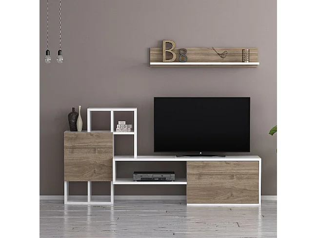 Parete attrezzata Rinaldo 160 colore bianco frontali noce