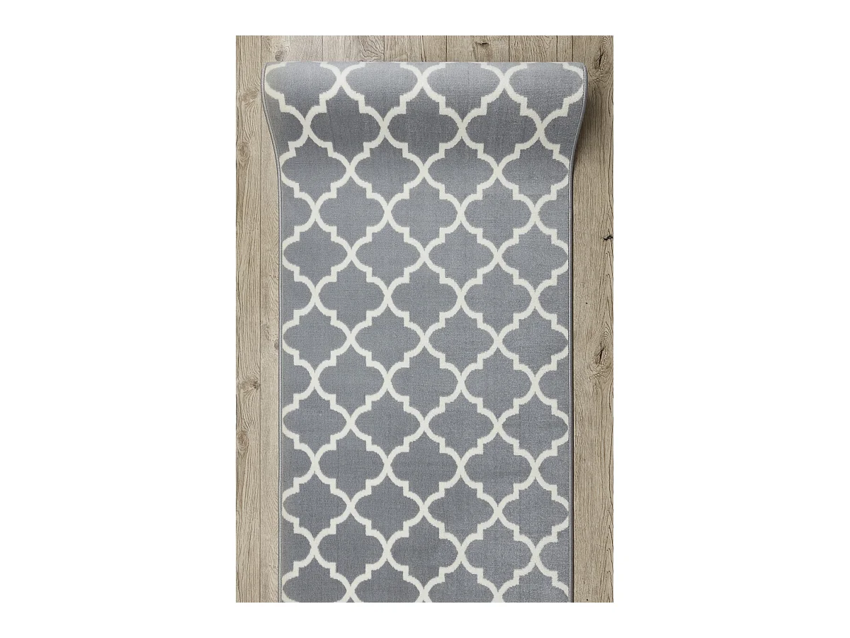 TAPIS DE COULOIR BCF MORAD Trelis Treillis marocain gris / crème 70x510 cm
