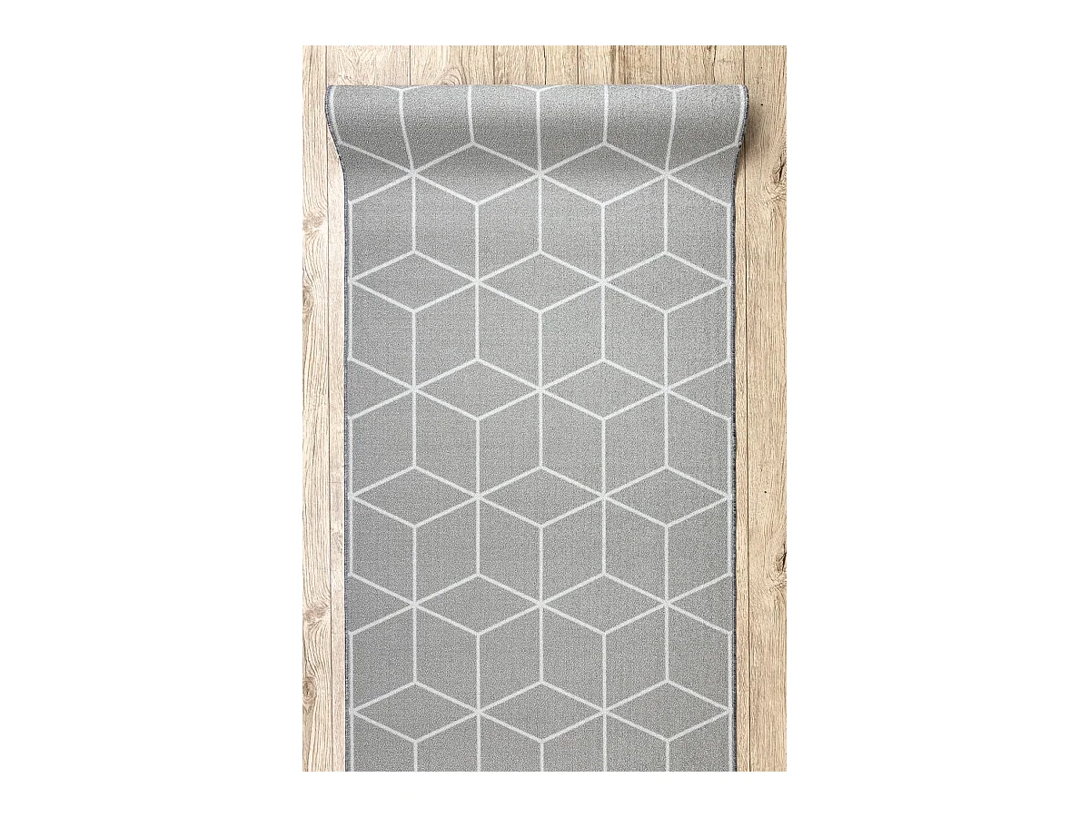 Läufer Antirutsch CUBE Würfel, Gummi grau 100x320 cm