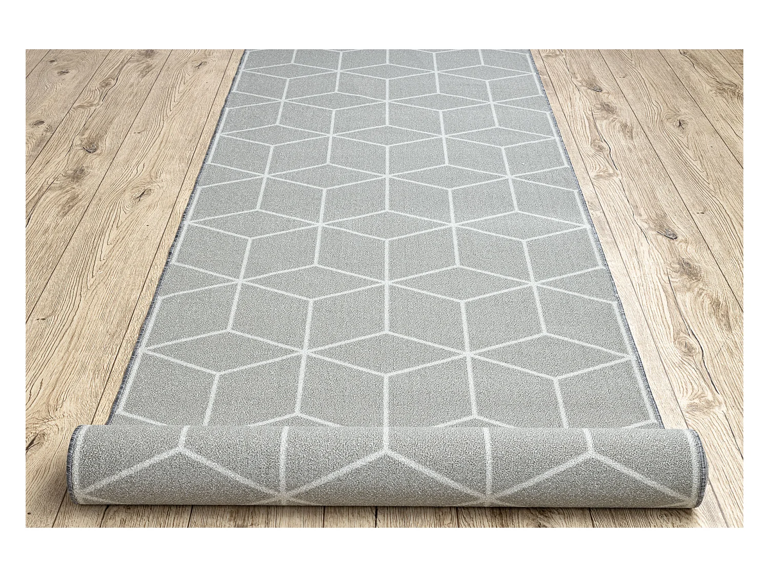 Läufer Antirutsch CUBE Würfel, Gummi grau 100x320 cm