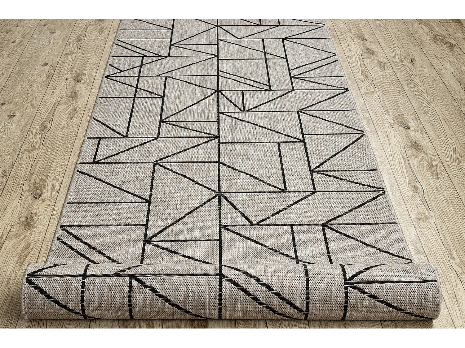 Läufer SIZAL FLOORLUX Modell 20605 DREIECKE, GEOMETRISCH silber / sch 70x740 cm