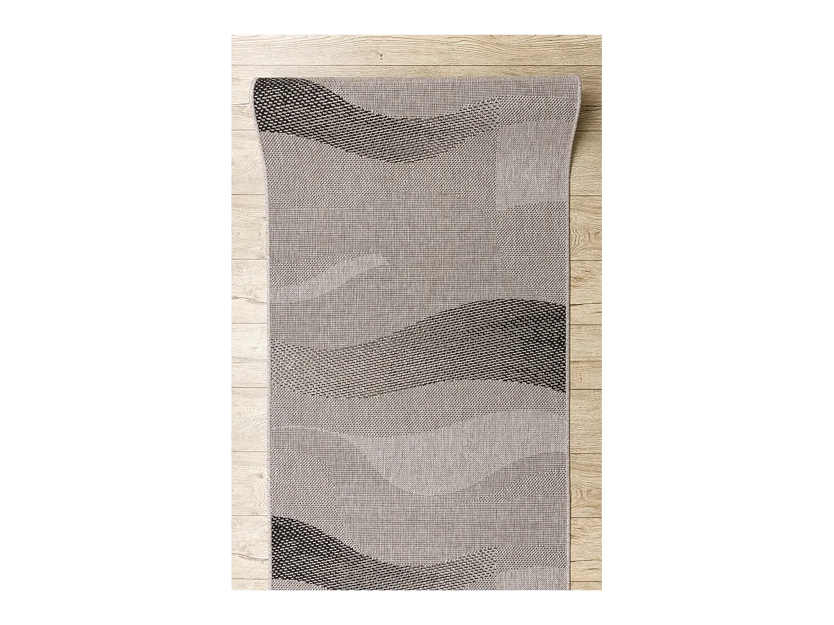 TAPIS DE COULOIR SIZAL FLOORLUX modèle 20212 argentin / noir 80x880 cm