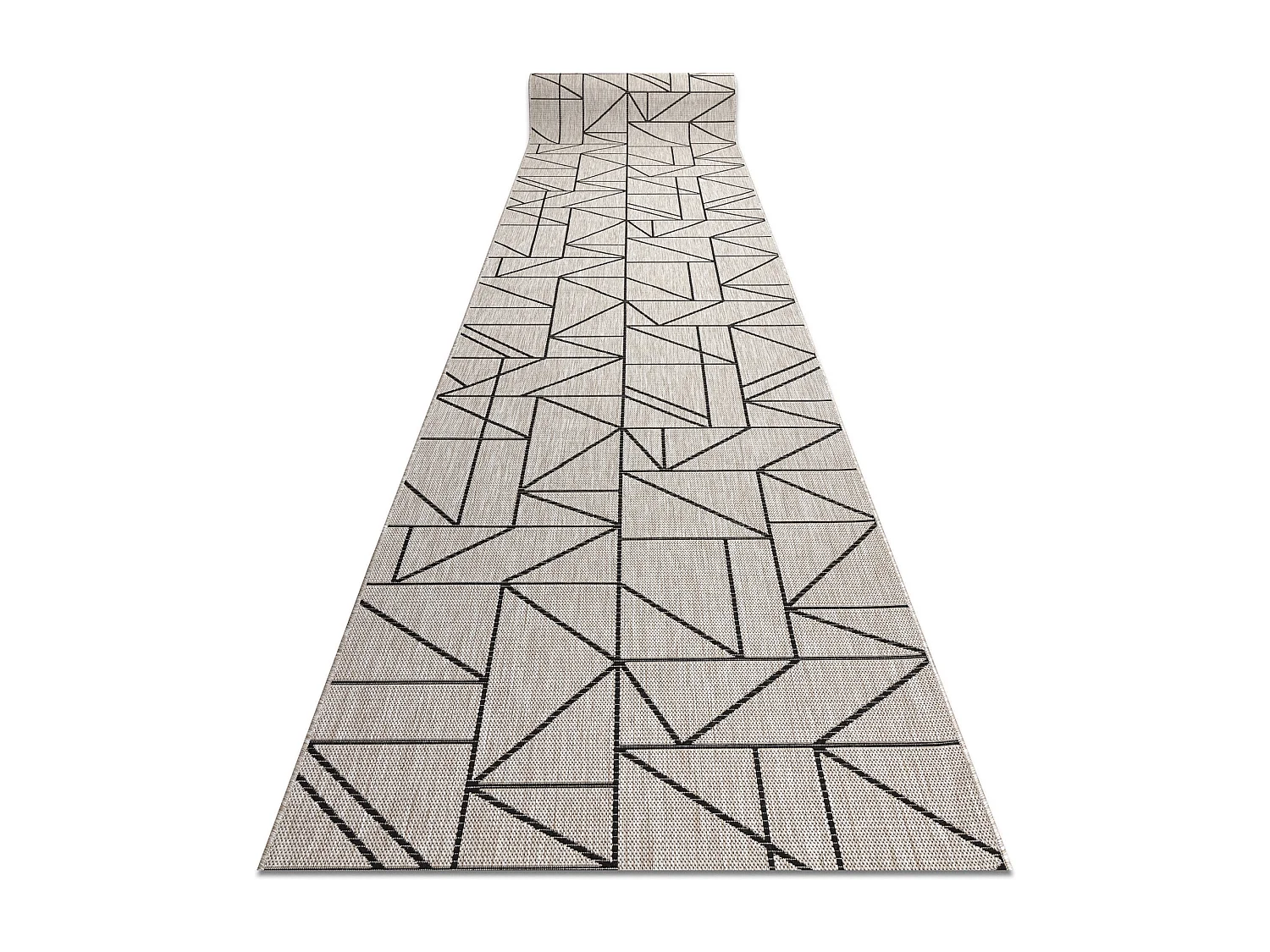 PASSADEIRA SIZAL FLOORLUX modelo 20605 TRIÂNGULOS, GEOMÉTRICO prata  100x960 cm