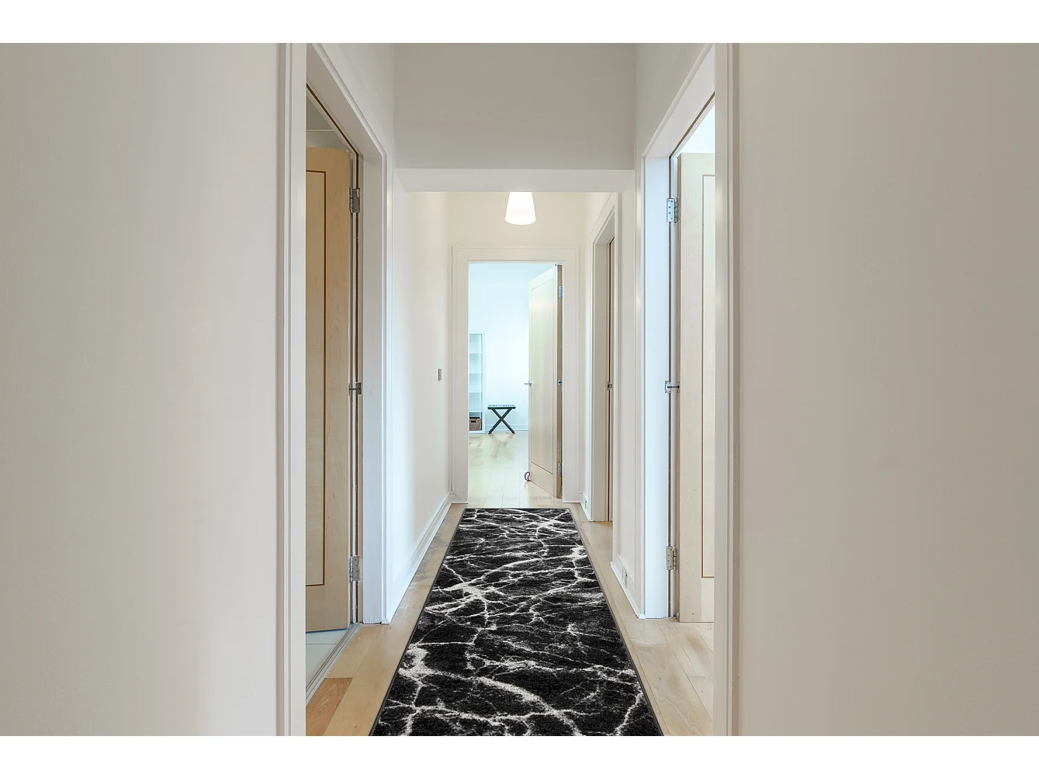 TAPIS DE COULOIR BCF MORAD Marmur Marbre anthracite / noir 90x620 cm