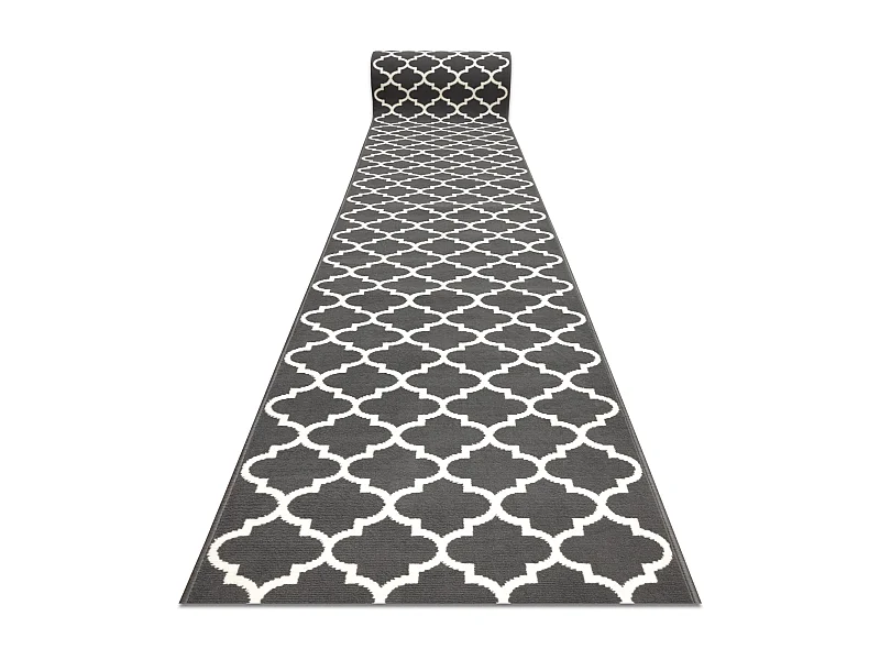 TAPIS DE COULOIR BCF MORAD Trelis Treillis marocain gris / crème 120x1100 cm