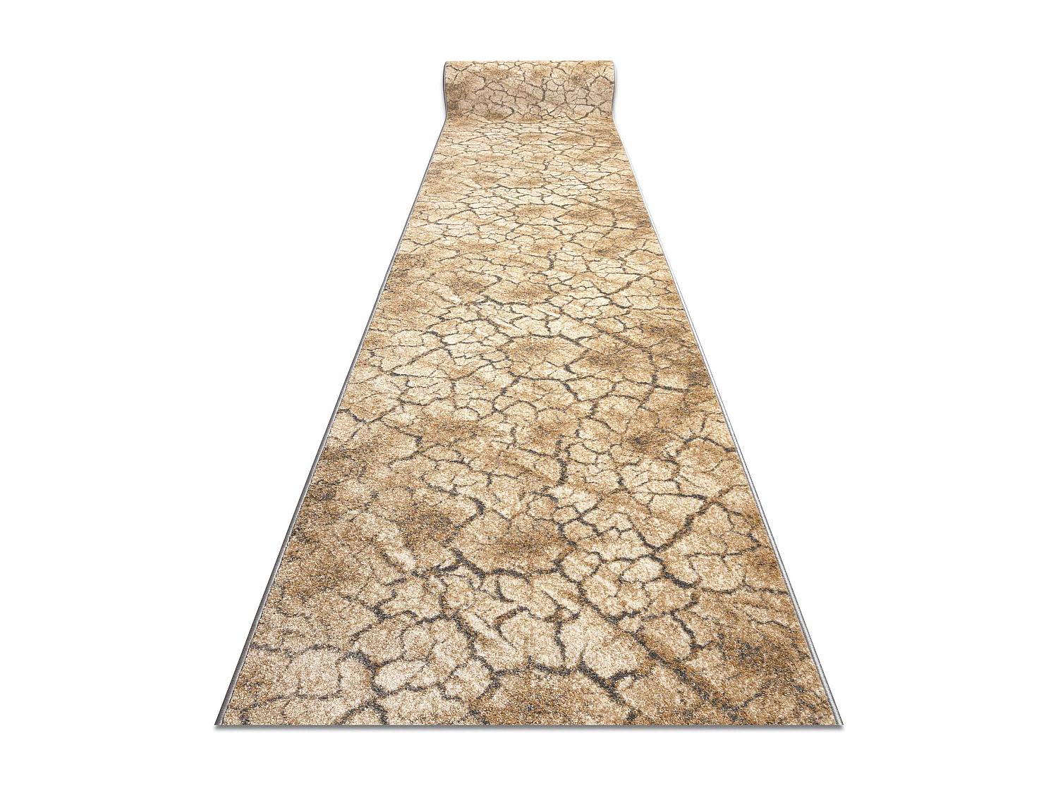Tapis de couloir KARMEL Terra sol fissuré caramel gris 100x870 cm