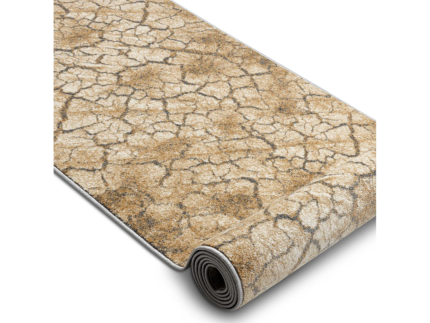 Tapis de couloir KARMEL Terra sol fissuré caramel gris 100x870 cm